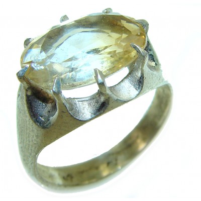 Royal Style 14.5 carat Citrine .925 Sterling Silver handmade Ring s. 8 1/2