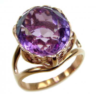 Spectacular 17.5 carat Amethyst 18K Gold over .925 Sterling Silver Handcrafted Ring size 7 1/4