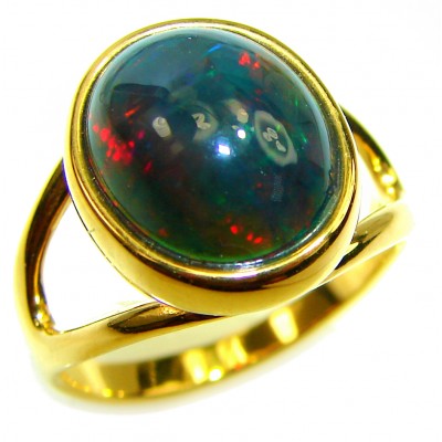 Genuine 11.7 carat Black Opal 18K Gold over .925 Sterling Silver handmade Ring size 6 1/4