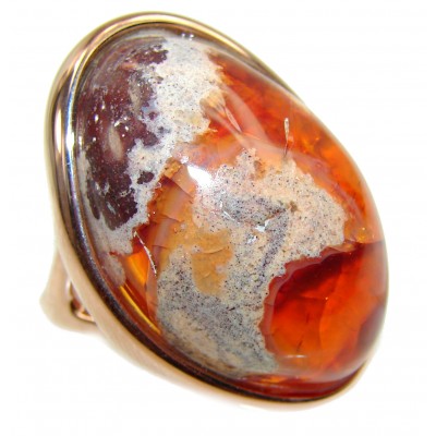 Sonoran Desert Mexican Opal 18K Rose Gold over .925 Sterling Silver handcrafted Ring size 7 1/4