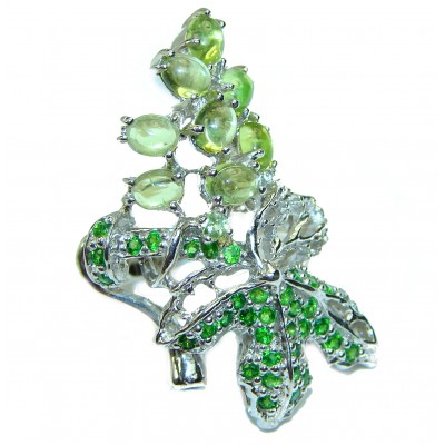 Green Grapes Peridot Chrome Diopside .925 Sterling Silver Large ring s. 9