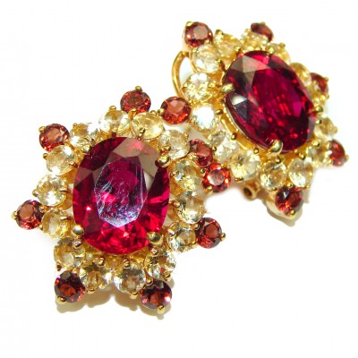 Incredible Red Beauty Red Topaz 14K Gold over .925 Sterling Silver handcrafted earrings