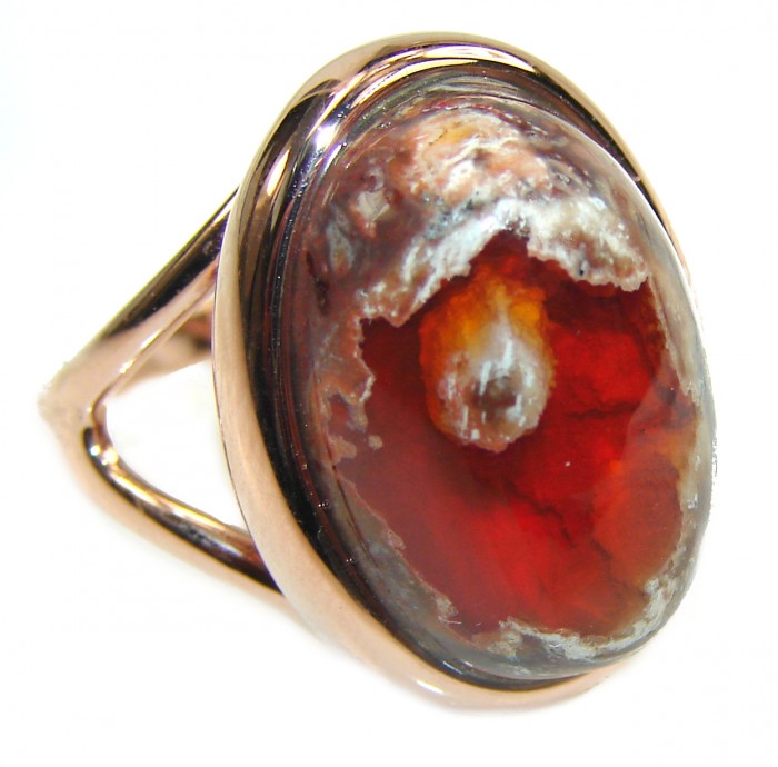 Sonoran Desert Mexican Opal 18K Rose Gold over .925 Sterling Silver handcrafted Ring size 6 3/4