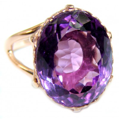 Spectacular 14.5 carat Amethyst 18K Gold over .925 Sterling Silver Handcrafted Ring size 7