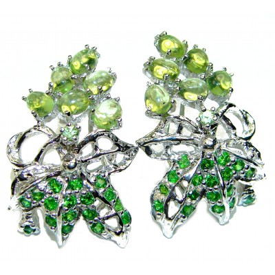 Green Grapes Peridot Chrome Diopside .925 Sterling Silver handmade Earrings