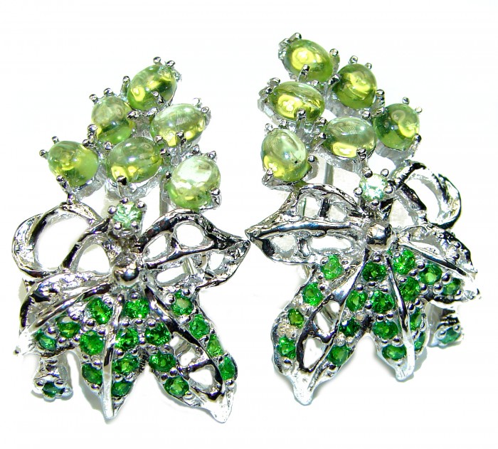 Green Grapes Peridot Chrome Diopside .925 Sterling Silver handmade Earrings