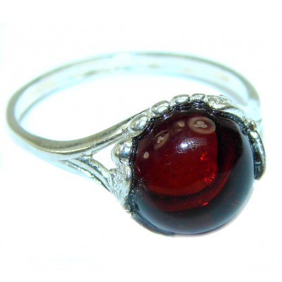 Authentic Baltic Amber .925 Sterling Silver handcrafted ring; s. 8 3/4