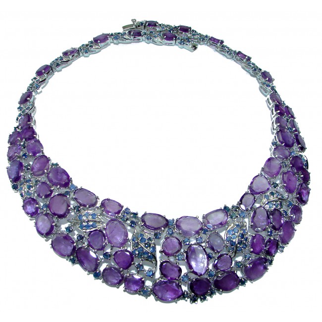 Purple Desire authentic Amethyst .925 Sterling Silver LARGE Statement handcrafted necklace