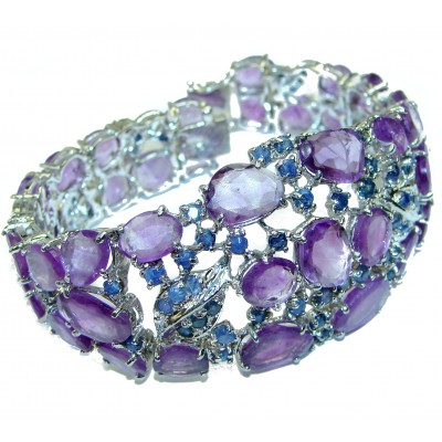 Purple Desire authentic Amethyst Sapphire .925 Sterling Silver handcrafted Bracelet