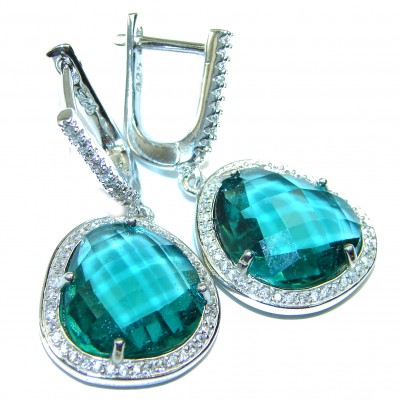 Camille Spectacular Emerald .925 Sterling Silver handcrafted earrings