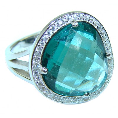 Camille Spectacular Emerald .925 Sterling Silver handmade ring s. 5