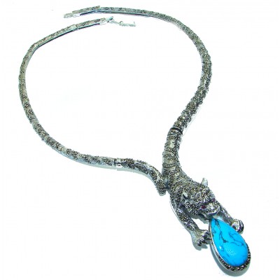 La panthere Turquoise .925 Sterling Silver handcrafted SPECTACULAR necklace