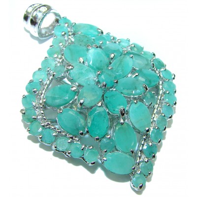 Fancy Authentic Emerald .925 Sterling Silver handmade pendant
