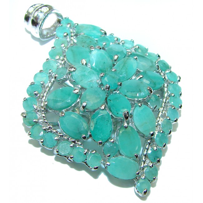 Fancy Authentic Emerald .925 Sterling Silver handmade pendant
