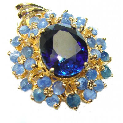 Pure Perfection London Blue Topaz Sapphire 14K Gold over .925 Sterling Silver handmade Pendant