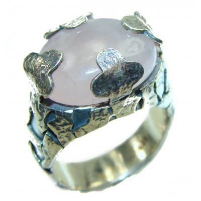 Rose Quartz .925 Sterling Silver handmade Ring size 7