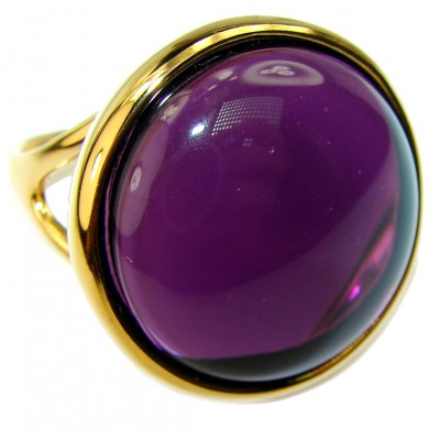 Spectacular Amethyst 14K Gold over .925 Sterling Silver Handcrafted Large Ring size 9