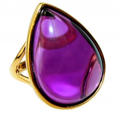 Spectacular Amethyst 14K Gold over .925 Sterling Silver Handcrafted Large Ring size 5 3/4