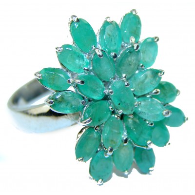 Fancy Authentic Emerald .925 Sterling Silver handmade Ring size 8 1/4