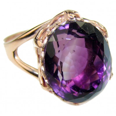 Spectacular 17.5 carat Amethyst 18K Gold over .925 Sterling Silver Handcrafted Ring size 8