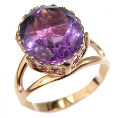 Spectacular 8.5 carat Amethyst 18K Gold over .925 Sterling Silver Handcrafted Ring size 6