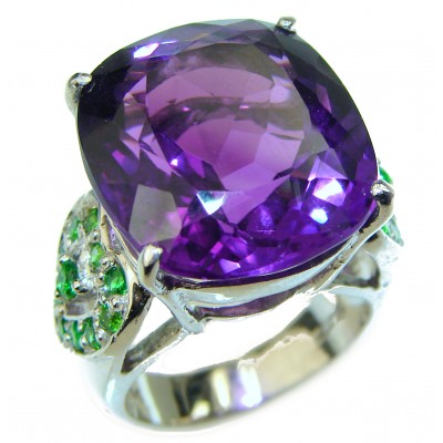 Spectacular 25.5 carat Amethyst .925 Sterling Silver Handcrafted Large Ring size 7