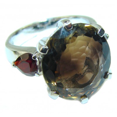 Royal Liqueur Champagne Smoky Topaz .925 Sterling Silver Ring size 7