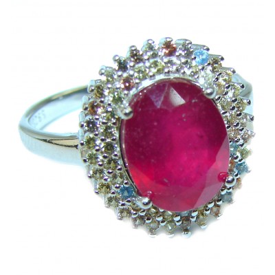 Fancy Authentic Ruby MULTICOLOR Sapphire .925 Sterling Silver Ring size 7