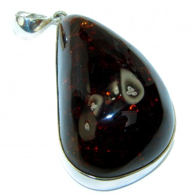 Huge 33.2 grams! authentic Baltic Amber .925 Sterling Silver handmade Pendant