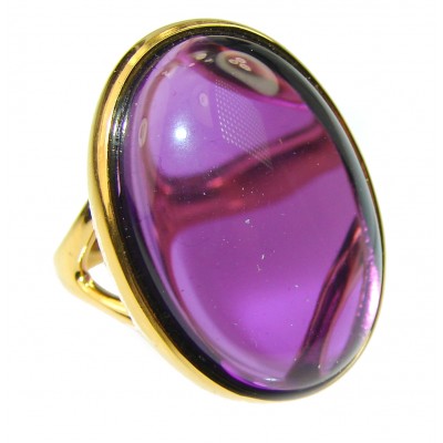 Spectacular Amethyst 14K Gold vermeil .925 Sterling Silver Handcrafted Large Ring size 6 3/4