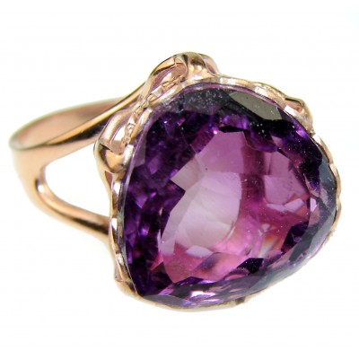 Spectacular 14.5 carat Amethyst 18K Gold over .925 Sterling Silver Handcrafted Ring size 9