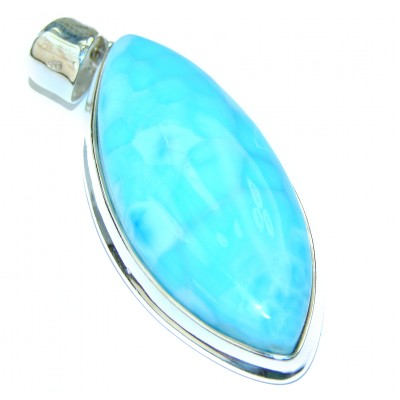 Great quality 85.8 carat Authentic Larimar .925 Sterling Silver handmade pendant