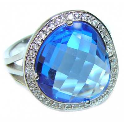 Venus Tears London Blue Topaz .925 Sterling Silver handmade ring s. 6 3/4