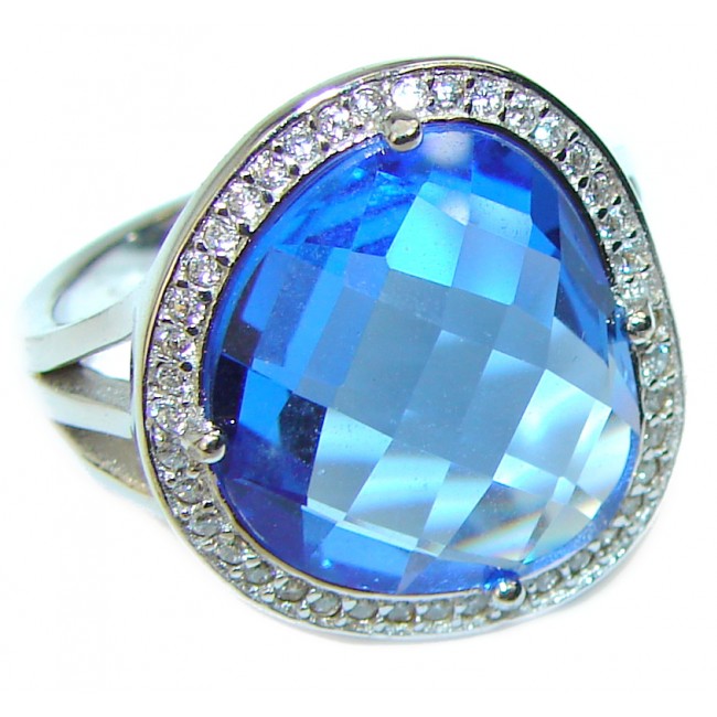 Venus Tears London Blue Topaz .925 Sterling Silver handmade ring s. 6 3/4