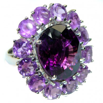 Spectacular 55.5 carat Amethyst .925 Sterling Silver Handcrafted Large Ring size 8