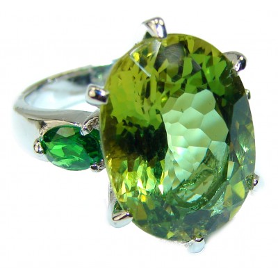 Adeline 25.5 carat Green Topaz .925 Sterling Silver handcrafted ring s. 6 1/2