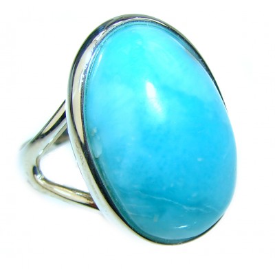 Amazing quality natural Larimar .925 Sterling Silver handmade ring size 8 1/2