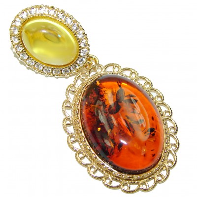 Vintage Beauty Prehistoric Baltic Polish Amber 14K Gold over .925 Sterling Silver handcrafted