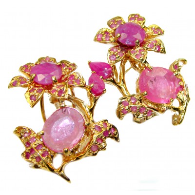Rose Garden authentic Ruby 18K Gold over .925 Sterling Silver handcrafted earrings