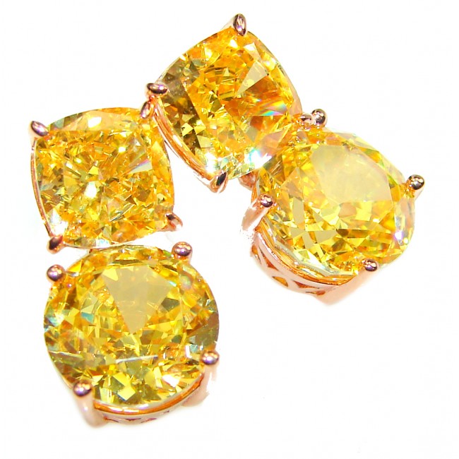 10.5 carat Yellow Sapphire 14K Gold over .925 Sterling Silver handcrafted earrings