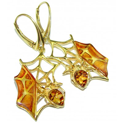 Baltic Polish Amber 14K Gold over .925 Sterling Silver Earrings