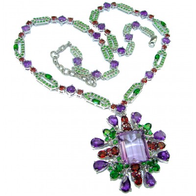 Exquisite Beauty 49.9 grams authentic Amethyst .925 Sterling Silver handcrafted necklace