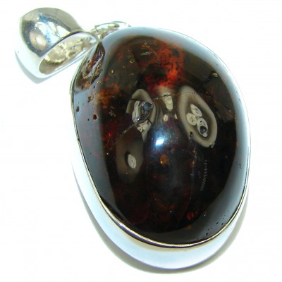 Cognac color Prehistoric Baltic Polish Amber .925 Sterling Silver handcrafted