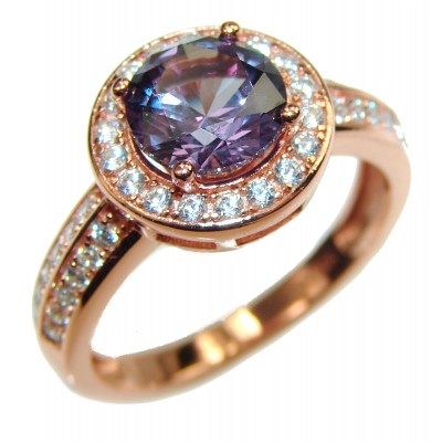 Round Mystic Topaz Halo Ring with White Topaz Accents in Rose Gold over Sterling Silver size 6