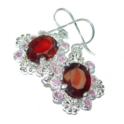 10.5 carat Ruby Kunznite 14K Gold over .925 Sterling Silver handcrafted earrings