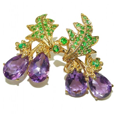 Authentic African Amethyst 14K Gold over .925 Sterling Silver handcrafted earrings