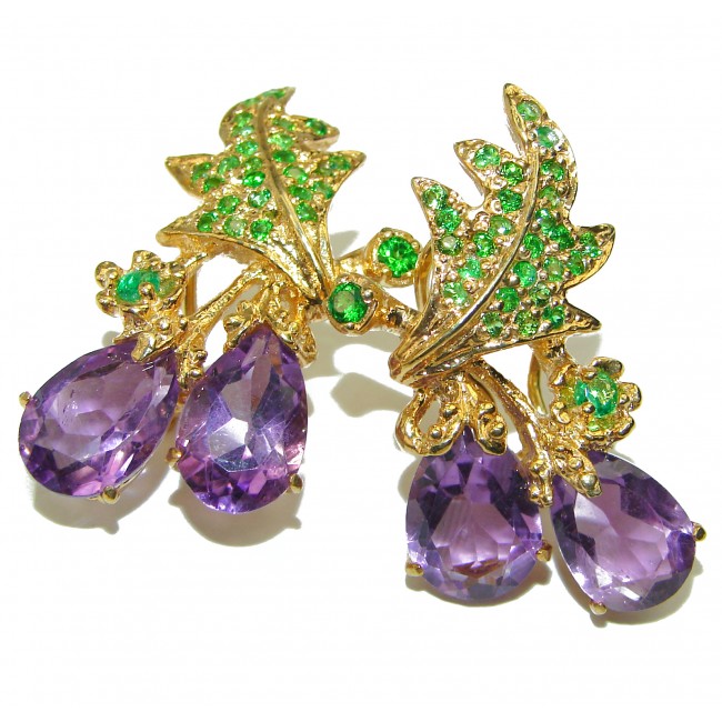 Authentic African Amethyst 14K Gold over .925 Sterling Silver handcrafted earrings