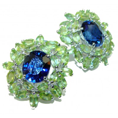 Pure Perfection London Blue Topaz Peridot .925 Sterling Silver earrings