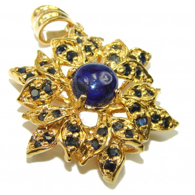 Blue Star genuine Sapphire 18K Gold over .925 Sterling Silver handmade Pendant