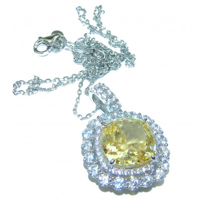 Graceful Cushion-Cut yellow Sapphire .925 Sterling Silver handcrafted necklace